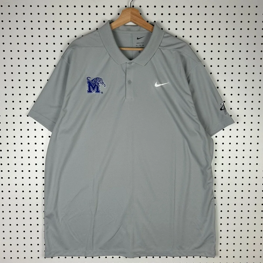 Nike 1‎ Cent Memphis Tigers Penny Hardaway Dri-Fit Polo XXL Shirt Gray PE Swoosh